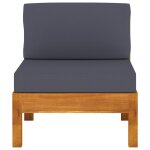 Vidaxl canap� central avec coussins gris fonc� bois d'acacia solide
