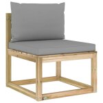 Vidaxl canap central de jardin avec coussins bois imprgn de vert