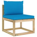 Vidaxl canap central de jardin avec coussins bois imprgn de vert