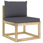 Vidaxl canapé central de jardin avec coussins bois imprégné de vert Vidaxl canapé central de jardin avec coussins bois imprégné de vert