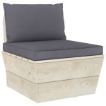 Vidaxl canap� central palette de jardin avec coussins �pic�a impr�gn�