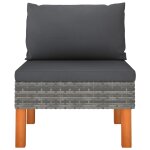 Vidaxl canap central rsine tresse et bois d'eucalyptus massif