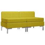 Vidaxl canapés centraux sectionnels 2 pcs et coussins tissu jaune Vidaxl canapés centraux sectionnels 2 pcs et coussins tissu jaune