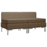 Vidaxl canapés centraux sectionnels 2 pcs et coussins tissu marron Vidaxl canapés centraux sectionnels 2 pcs et coussins tissu marron