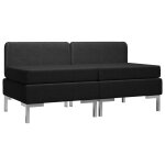 Vidaxl canapés centraux sectionnels 2 pcs et coussins tissu noir Vidaxl canapés centraux sectionnels 2 pcs et coussins tissu noir