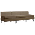 Vidaxl canapés centraux sectionnels 3 pcs et coussins tissu marron Vidaxl canapés centraux sectionnels 3 pcs et coussins tissu marron