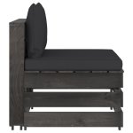 Vidaxl canap� central sectionnel avec coussins bois impr�gn� de gris