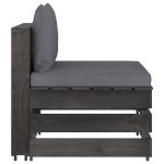 Vidaxl canap� central sectionnel avec coussins bois impr�gn� de gris