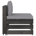 Vidaxl canap� central sectionnel avec coussins bois impr�gn� de gris