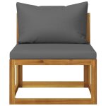 Vidaxl canap� central sectionnel avec coussin gris fonc� bois d'acacia