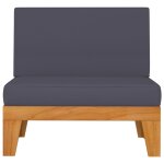 Vidaxl canap central sectionnel et coussins gris fonc bois d'acacia