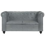 Vidaxl canap chesterfield  2 places gris cuir vritable