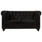 Vidaxl canap chesterfield  2 places noir cuir vritable