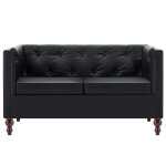 Vidaxl canap chesterfield  2 places revtement en similicuir noir