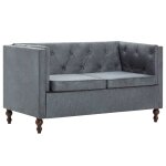 Vidaxl canap chesterfield  2 places revtement en tissu gris