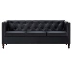 Vidaxl canap chesterfield  3 places revtement en similicuir noir