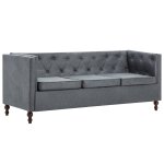 Vidaxl canapé chesterfield à 3 places revêtement en tissu gris Vidaxl canapé chesterfield à 3 places revêtement en tissu gris