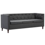 Vidaxl canapé chesterfield à 3 places revêtement en tissu gris foncé Vidaxl canapé chesterfield à 3 places revêtement en tissu gris foncé