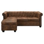 Vidaxl canap chesterfield en forme de l cuir daim synthtique marron