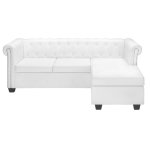 Vidaxl canap chesterfield en forme de l cuir synthtique blanc