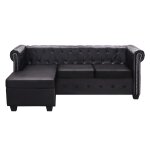 Vidaxl canap chesterfield en forme de l cuir synthtique noir
