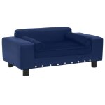 Vidaxl canap� pour chien bleu 81x43x31 cm peluche et similicuir