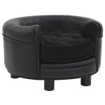 Vidaxl canap pour chien noir 48x48x32 cm peluche et similicuir