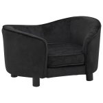 Vidaxl canap pour chien noir 69x49x40 cm peluche