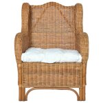 Vidaxl canap avec coussin marron clair rotin naturel et lin