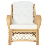 Vidaxl canapé avec coussin rotin naturel et lin Vidaxl canapé avec coussin rotin naturel et lin