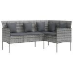 Vidaxl canapé d'extérieur en l avec coussins résine tressée gris Vidaxl canapé d'extérieur en l avec coussins résine tressée gris