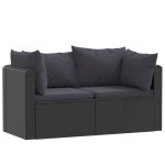 Vidaxl canapés de jardin 2 pcs avec coussins résine tressée noir Vidaxl canapés de jardin 2 pcs avec coussins résine tressée noir