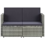 Vidaxl canap� de jardin � 2 places avec coussins gris r�sine tress�e