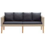 Vidaxl canapé de jardin à 2 places avec coussins résine tressée beige Vidaxl canapé de jardin à 2 places avec coussins résine tressée beige