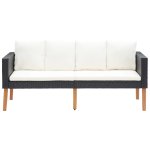 Vidaxl canap de jardin  2 places avec coussins rsine tresse noir
