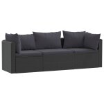 Vidaxl canapés de jardin 3 pcs avec coussins résine tressée noir Vidaxl canapés de jardin 3 pcs avec coussins résine tressée noir