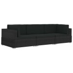 Vidaxl canapés de jardin 3 pcs avec coussins résine tressée noir Vidaxl canapés de jardin 3 pcs avec coussins résine tressée noir