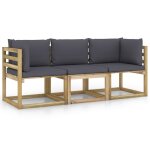 Vidaxl canap de jardin 3 places avec coussins anthracite