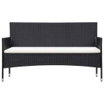 Vidaxl canapé de jardin à 3 places avec coussins noir résine tressée Vidaxl canapé de jardin à 3 places avec coussins noir résine tressée