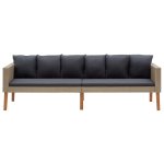 Vidaxl canapé de jardin à 3 places avec coussins résine tressée beige Vidaxl canapé de jardin à 3 places avec coussins résine tressée beige