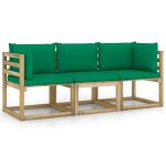 Vidaxl canap de jardin 3 places avec coussins vert