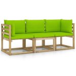 Vidaxl canap de jardin 3 places avec coussins vert vif