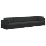 Vidaxl canapés de jardin 4 pcs avec coussins résine tressée noir Vidaxl canapés de jardin 4 pcs avec coussins résine tressée noir