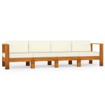 Vidaxl canap de jardin 4 places et coussins blanc crme bois d'acacia