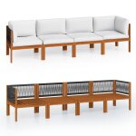 Vidaxl canap de jardin  4 places avec coussin bois d'acacia massif