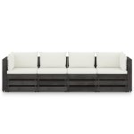 Vidaxl canap� de jardin 4 places avec coussins bois impr�gn� de gris