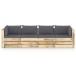 Vidaxl canap� de jardin 4 places avec coussins bois impr�gn� de vert