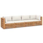 Vidaxl canap� de jardin 4 places avec coussins bois de teck massif