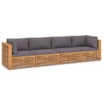 Vidaxl canap� de jardin 4 places avec coussins bois de teck solide