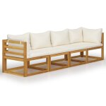 Vidaxl canap de jardin  4 places avec coussin crme bois d'acacia